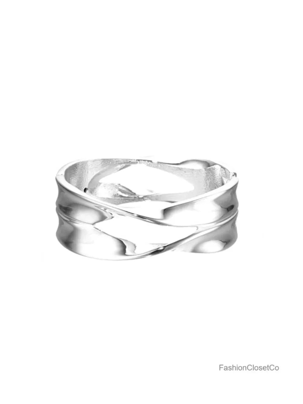 Sculptural Cut-Out Hinged Bangle Bracelet Silver-Tone Metal